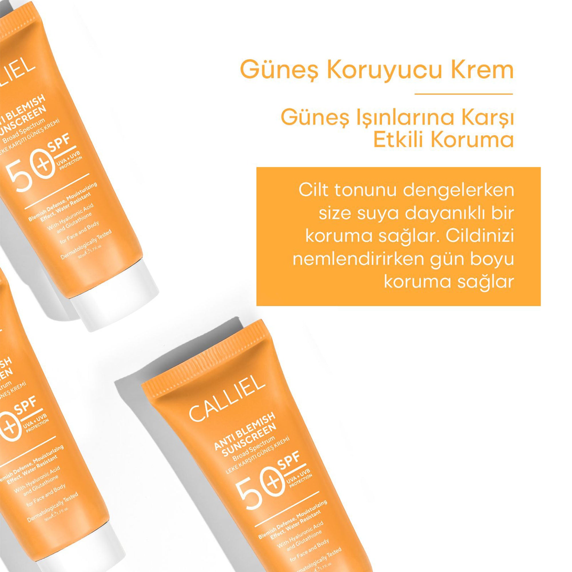 Leke Karşıtı Tüm Ciltler İçin Yüksek Korumalı 50 SPF Güneş Kremi Glutatyon Etkili 50 ML