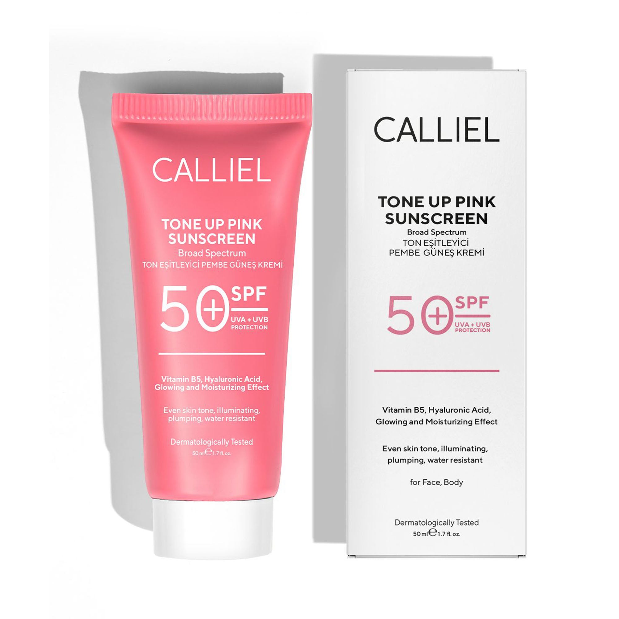 Ton Eşitleyici, Aydınlatıcı SPF 50+ Renkli Güneş Kremi Glutatyon, Hyaluronik Asit Etkili 50 ML